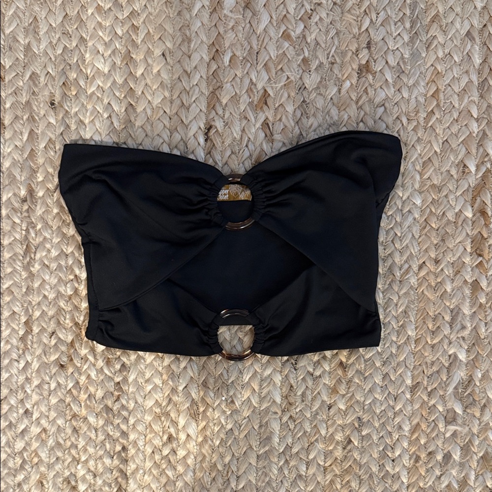 Black Strapless Top with Ring Accents